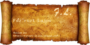 Fürszt Lajos névjegykártya